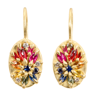 Rainbow Lotus Hook Earrings - Made to Order